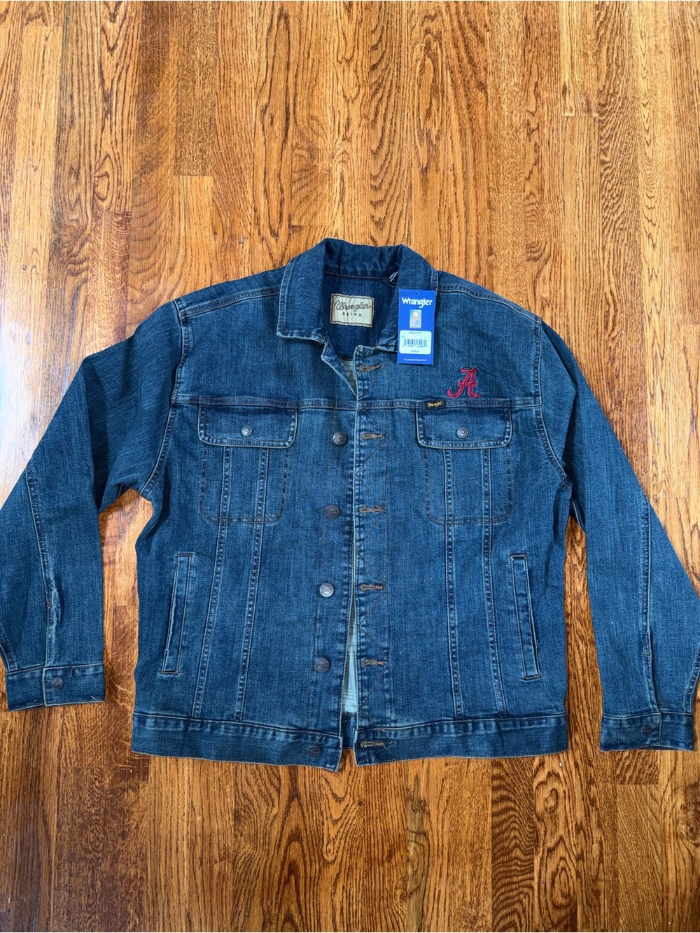 Wrangler Men's Denim Jean Jacket with Alabama Crimson Tide Logo